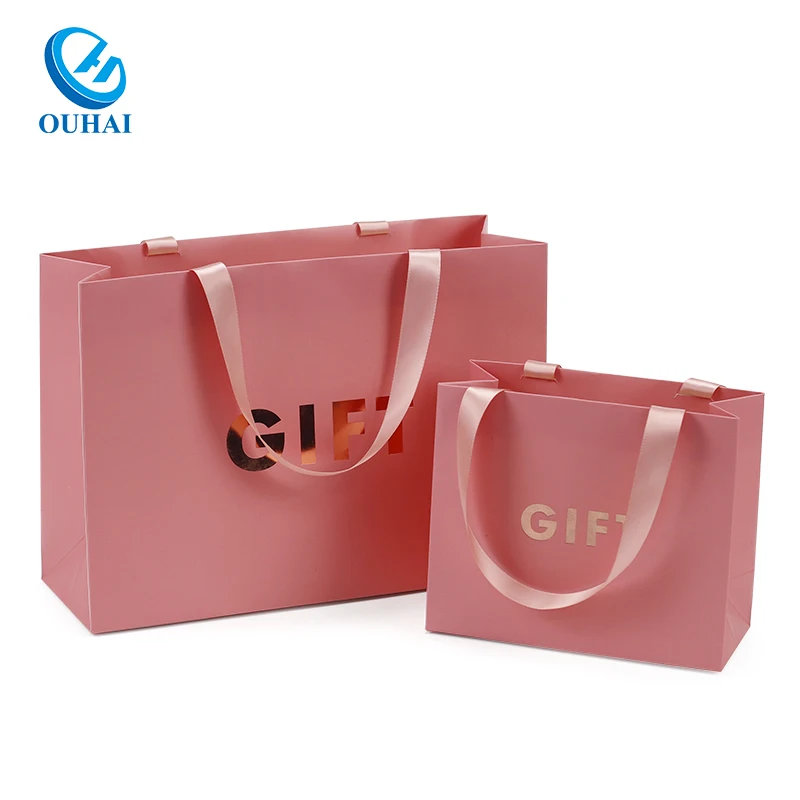 Customized product、Custom Printed You Own Logo Personalized Pink Matte Laminated Retail Shop Store Shopping Euro Tote Paper Bag