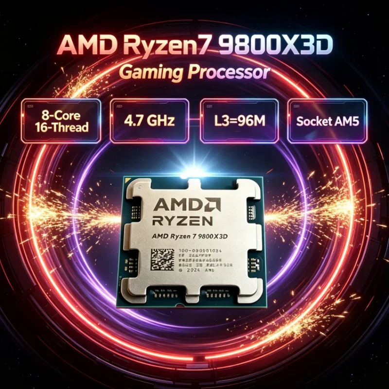 AMD Ryzen 7 9800X3D L3=96M Gaming Processor R7 9800X3D 120W 4NM DDR5 4.7GHz Socket AM5 8-Core 16-Thread