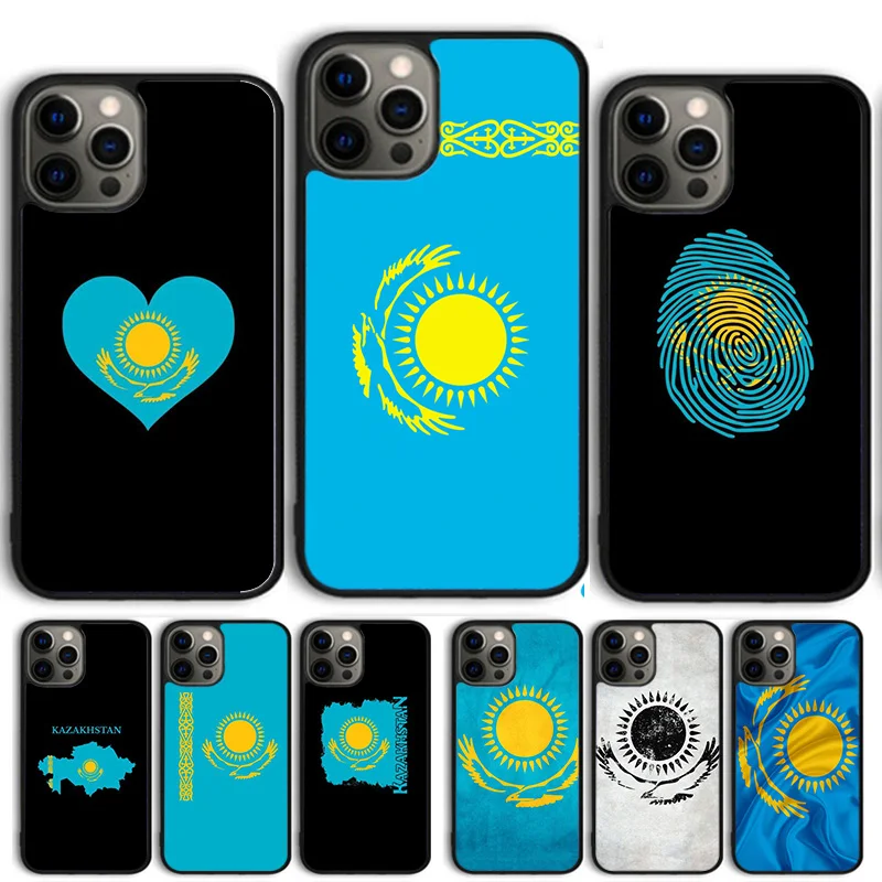 Funda de teléfono con bandera de Kazajstán para iPhone 17 Air 14 15 16 16e 13 12 Max, funda para Apple 14 15 16 16e 11 Pro Max Plus