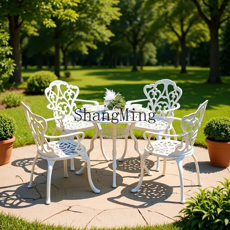 FG فيلا شرفة في الهواء الطلق الحديد المطاوع وكرسي مزيج جديد في الهواء الطلق فناء طاولة القهوة الألومنيوم المصبوب حديقة الترفيه #2