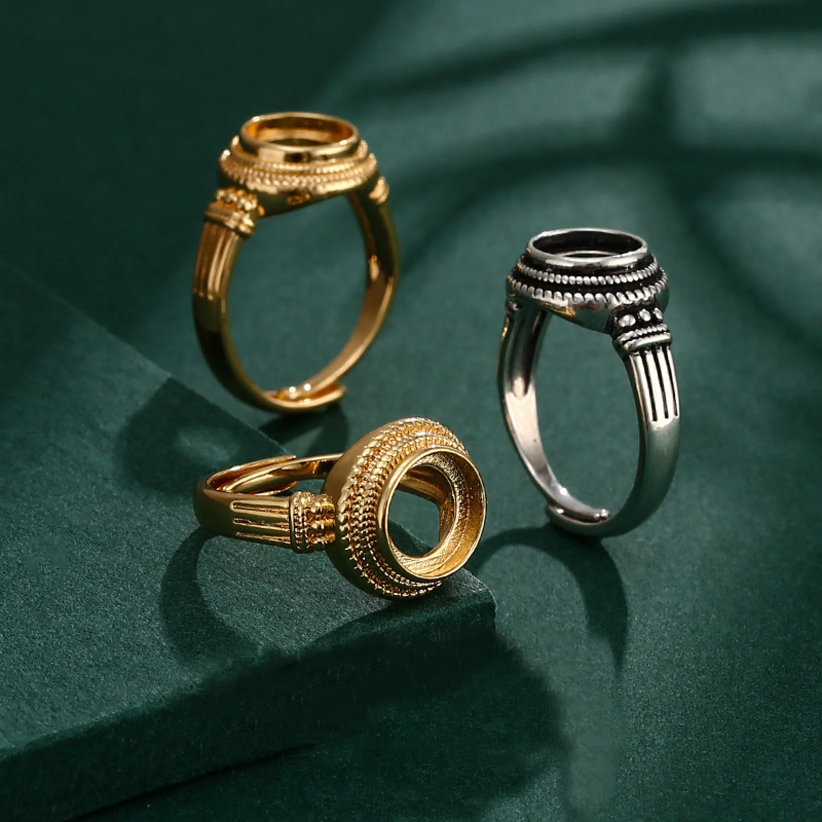 

2 шт./лот, медные основы для колец в ретро-стиле, заготовки для круглых кабошонов, фурнитура для изготовления ювелирных украшений своими руками