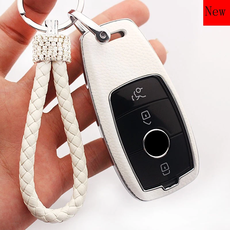 Cowhide Key Case Cover Chain  Shell Protector for Mercedes-Benz C260l E-Class E300l A200L C180L Car Accessories