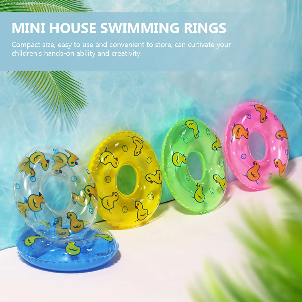 

10pcs Mini Swim Ring Accessories Blue PVC Kids Pool Toys Realistic Decor Photo Props Mini House Ornaments Swim Rings