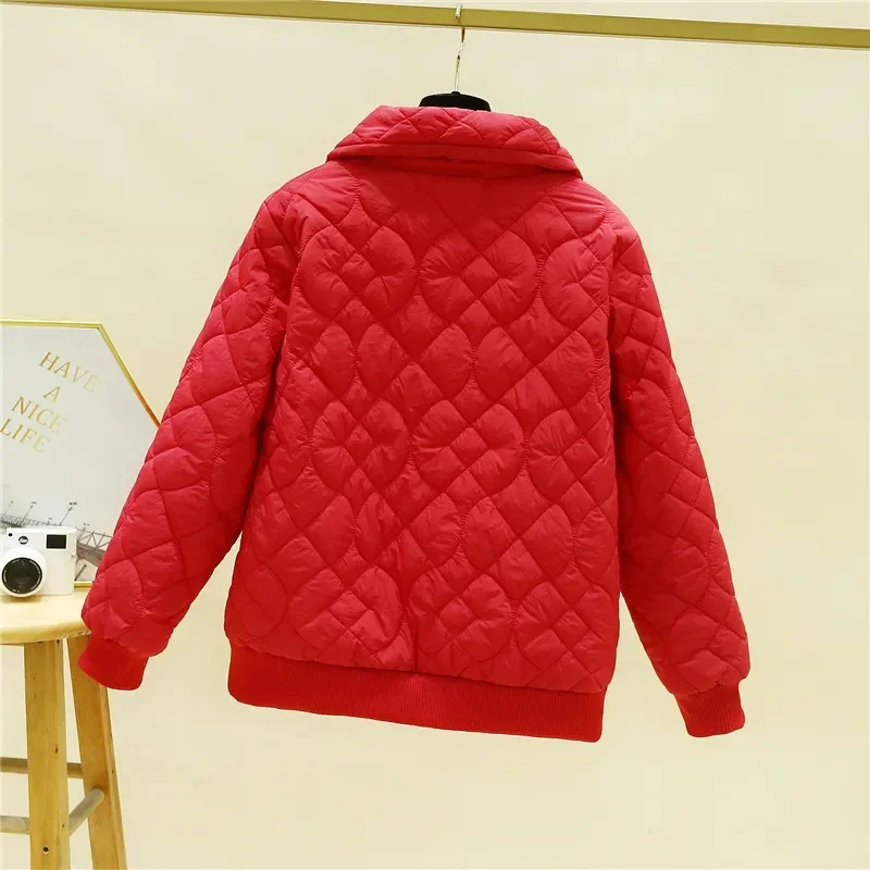 2024 New Korean Women\'s Winter Jacket With Stand Up Collar Placket With Buttons And Floral Quilting With Cotton Sandwich In The