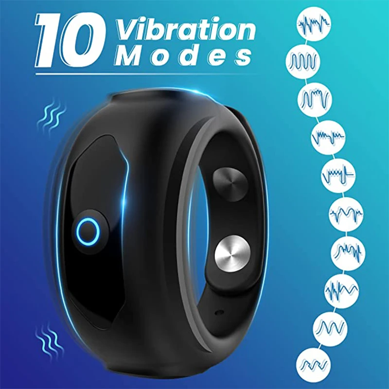 Penis Ring with Adjustable Buckle Men Cock Vibrators Longer Harder Stronger Erection Adult Vibrating Sex Toys Games