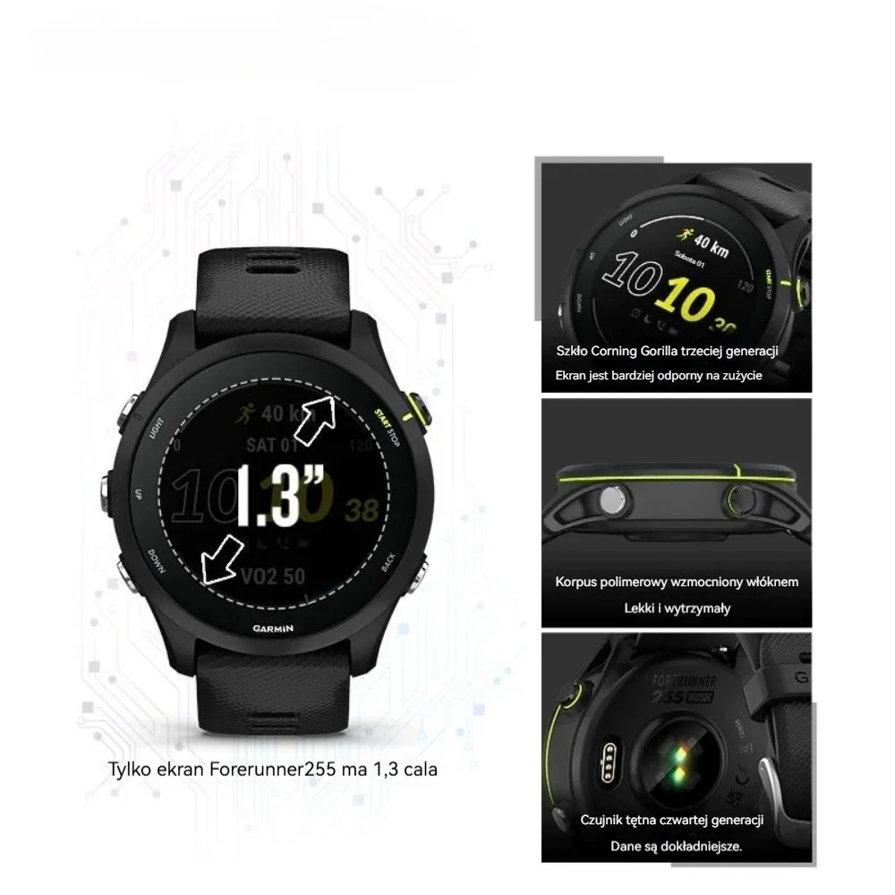 Garmin Forerunner 255 46mm Sport-Smartwatch mit 1,3-Zoll-Farbdisplay, 14-Tage-Akku, Kalorienzähler, RAM, Bluetooth, 5ATM Wasserdicht