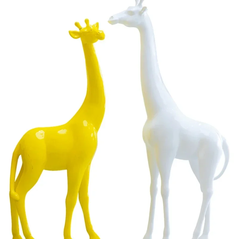 Cartoon abstract giraffe fiberglass sculpture kindergarten shopping mall restaurant decoration large ornament