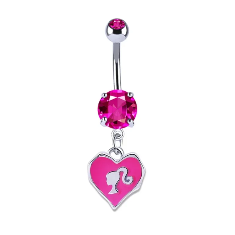 Barbie Sweet Cool Fashion Hartvormige Navel Ring Vol Diamanten Hanger Navel Ring Piercing Navel Navel Verjaardagscadeau