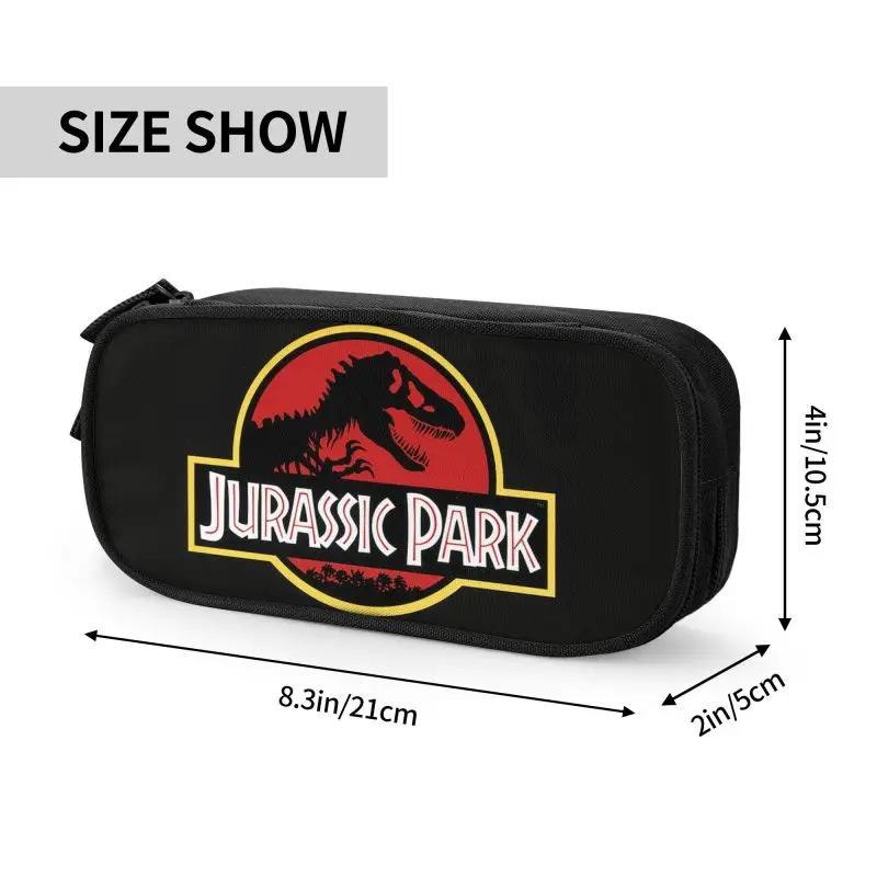 Caixa de lápis bonito do parque jurássico para o menino menina grande armazenamento sci fi dinossauro lápis bolsa papelaria