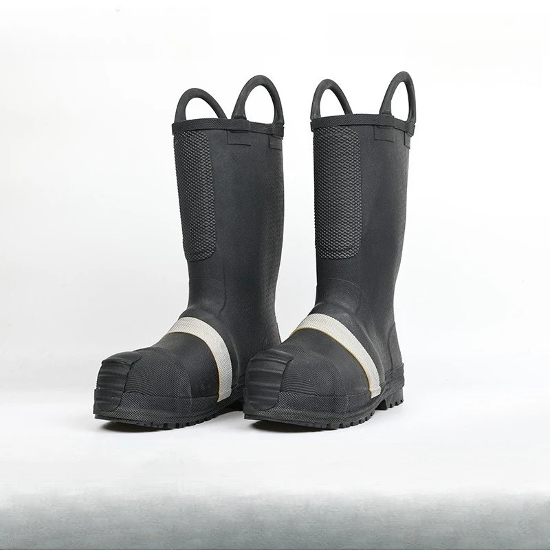 

Fire extinguishing rubber boots, fire retardant steel head and steel sole fire extinguishing protective boots