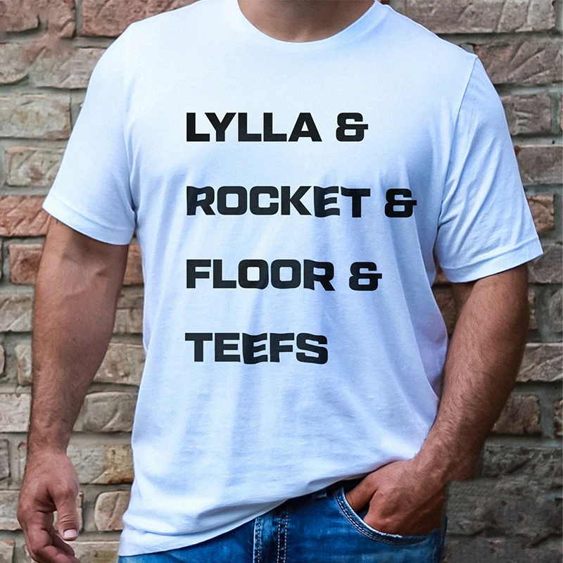 Lylla Rocket Floor Teefs Cotton Unisex T Shirts Summer Fashion Galaxy Guardians Inspired Tee Raccoon Rocket T-Shirts Women