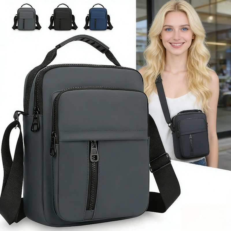 

Anti Theft Crossbody Bag Oxford Fabric Multi Zipper Pockets Business Travel Sling Messenger Chest Bag Large Capacity Storage