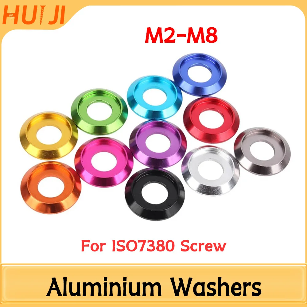 

50pcs M2 M2.5 M3 M4 M5 M6 M8 Colorful Aluminium Alloy Washers For ISO7380 Button Head Screw Aluminum Spacers Fit Hex Socket Bolt