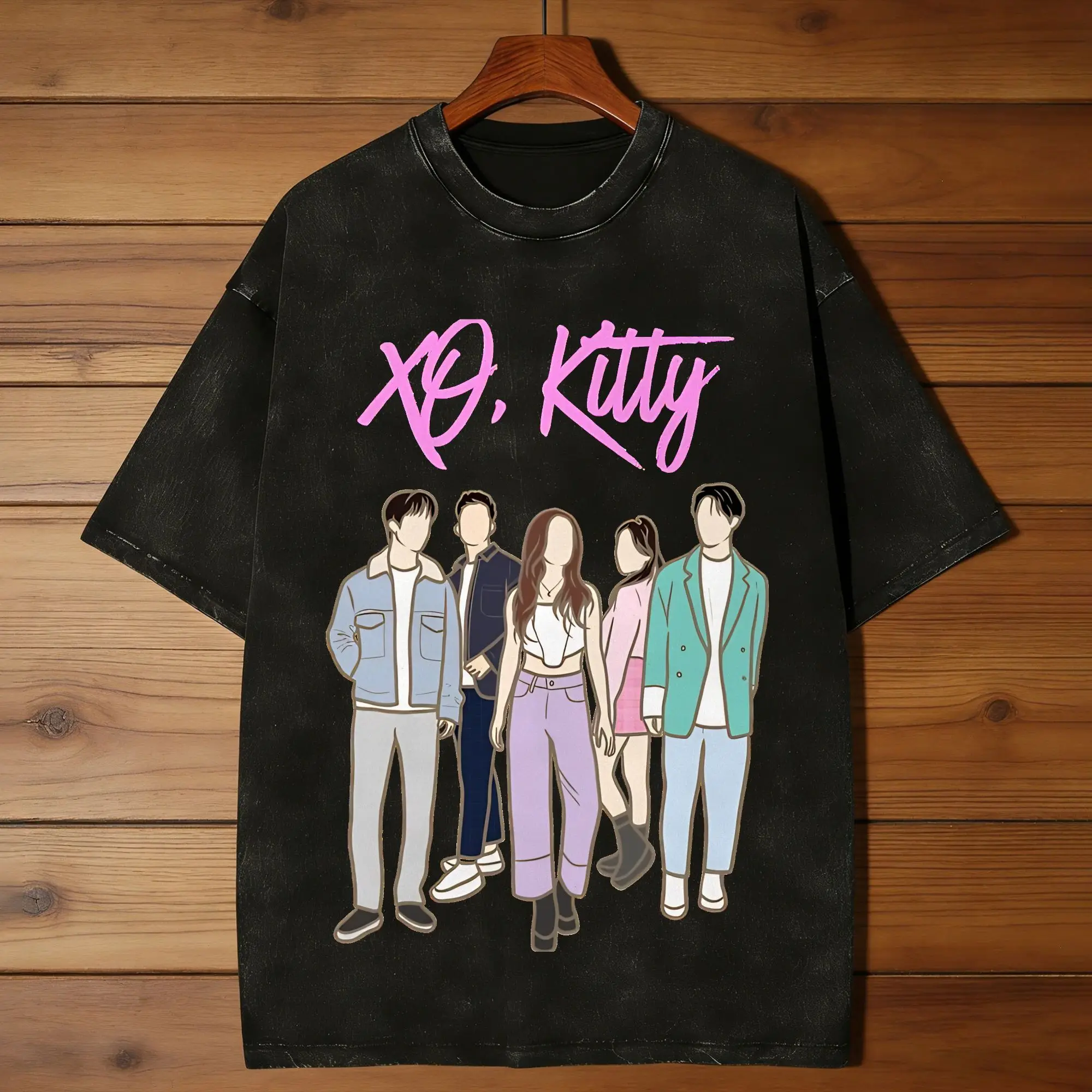 Mens T-Shirt XO Kitty Poster, Washed T-Shirts Trendy Cool  Beach Tees Awesome Print Cotton Tops Dropshipping