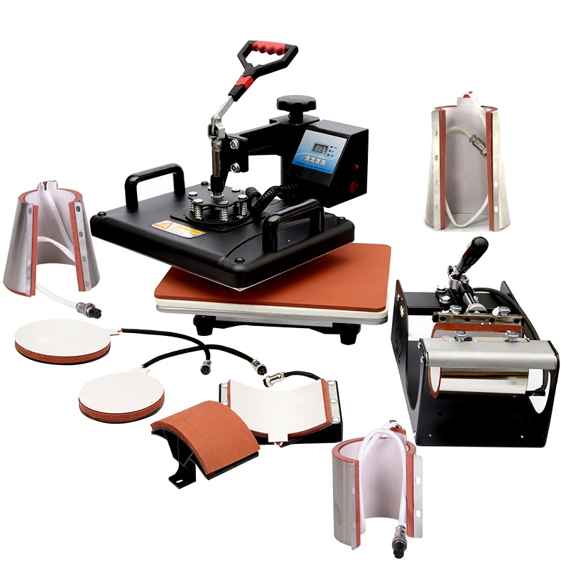 8 In 1 Combo Heat Press Machine T-shirt Mug hat/cap Plate tile heat transfer machine multi-function sublimation Printing machine