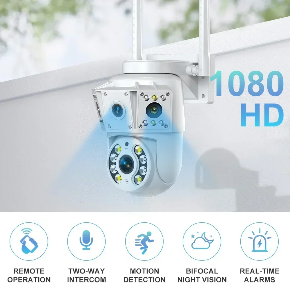 2MP Optical Zoom Camera Outdoor WiFi IP Camera ZQF Dual Screen Cam Human Detection 4K Video Surveillance Security Cams