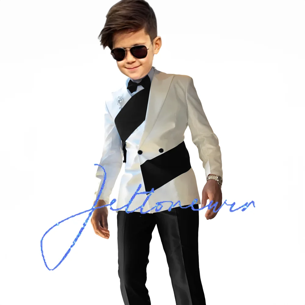 Wedding Boy Suit 2 Piece Set Double Breasted Blazer Tuxedo for KIds Party Clothes Custom Size 2-18 Years Old Boy Suit