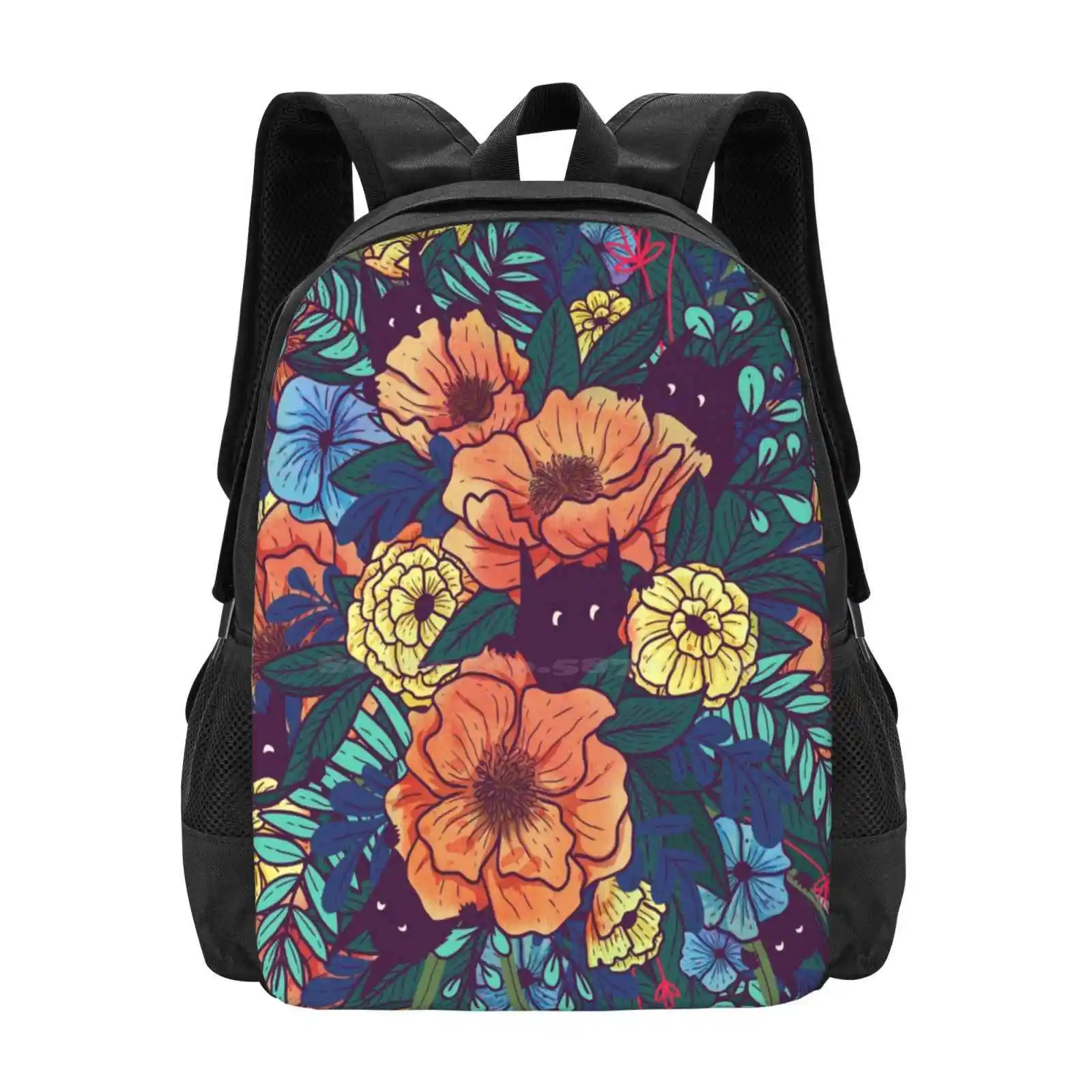 Wild Flowers Large Capacity School Backpack Laptop Bags Monster Flower Floral Summer Spring Bouquet Cute Poppy Thank You