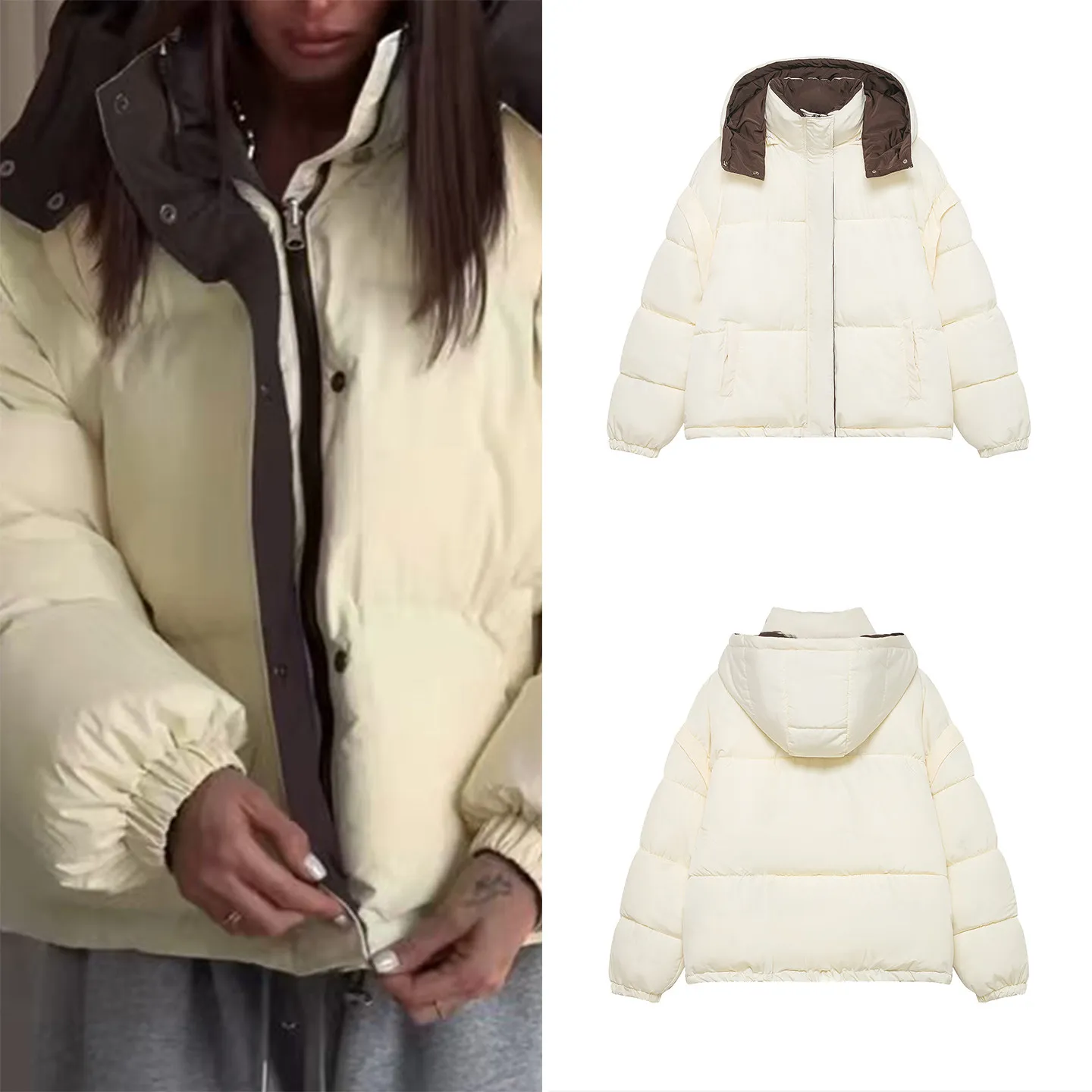 

Двусторонняя куртка на молнии, простая, повседневная, женская, зимняя, новинка 2025 года, приталенная, для носки поверх одежды