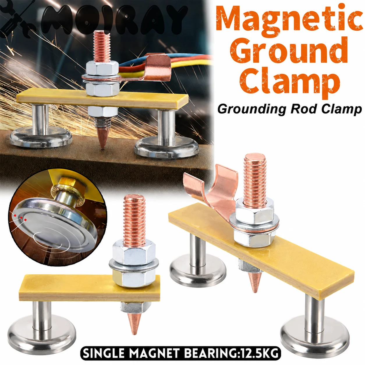 Welding Magnet Head Magnetic Welding Fix Ground Clamp Single/Double Strong Magnetic Support for Electric Weldings Ground