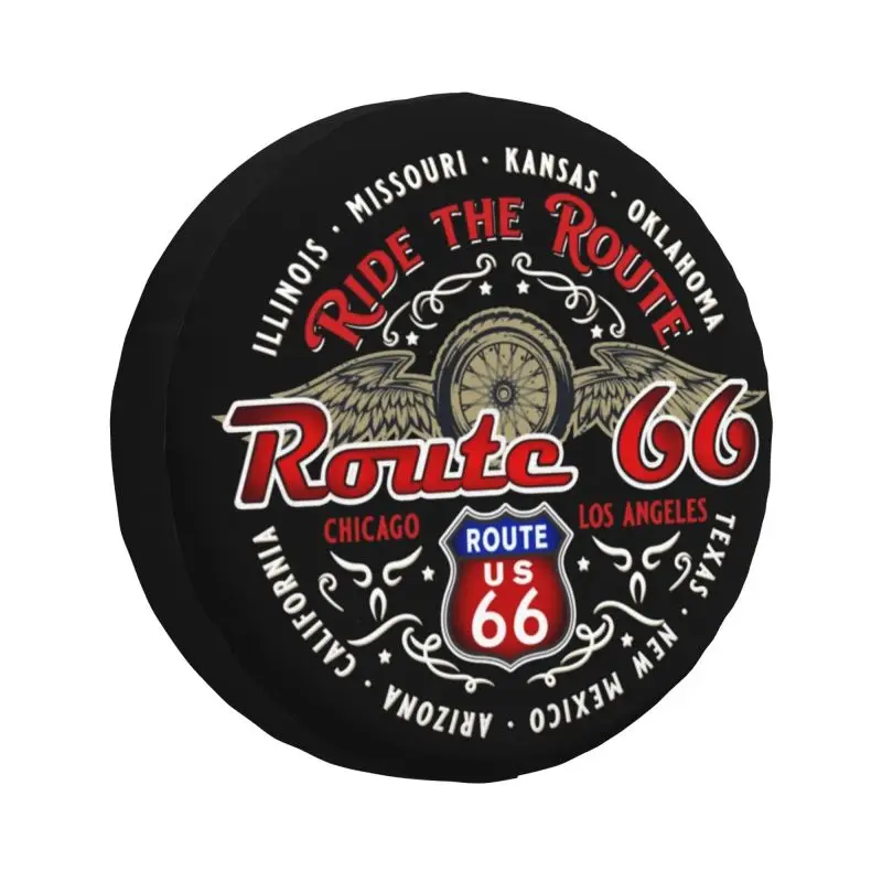 Custom Read The Route 66 Motorcyle Bikers Spare Tire Cover for Mitsubishi Pajero USA Highways 4x4 Trailer Car Wheel Protector