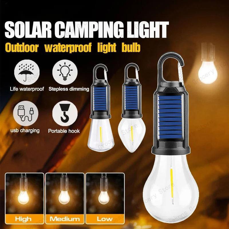 Portable Solar LED Lantern with 3 Light Modes USB Rechargeable Outdoor Emergency Light for Camping Hiking Fishing Activities