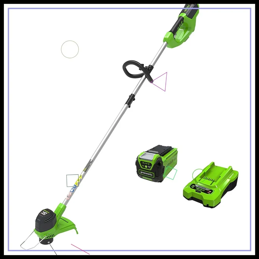 ماكينة تشذيب سلسلة لاسلكية 40 فولت مع مسار قطع 12 بوصة، تتضمن بطارية 2.0 أمبير وشاحن سريع لسهولة العناية بالعشب #1