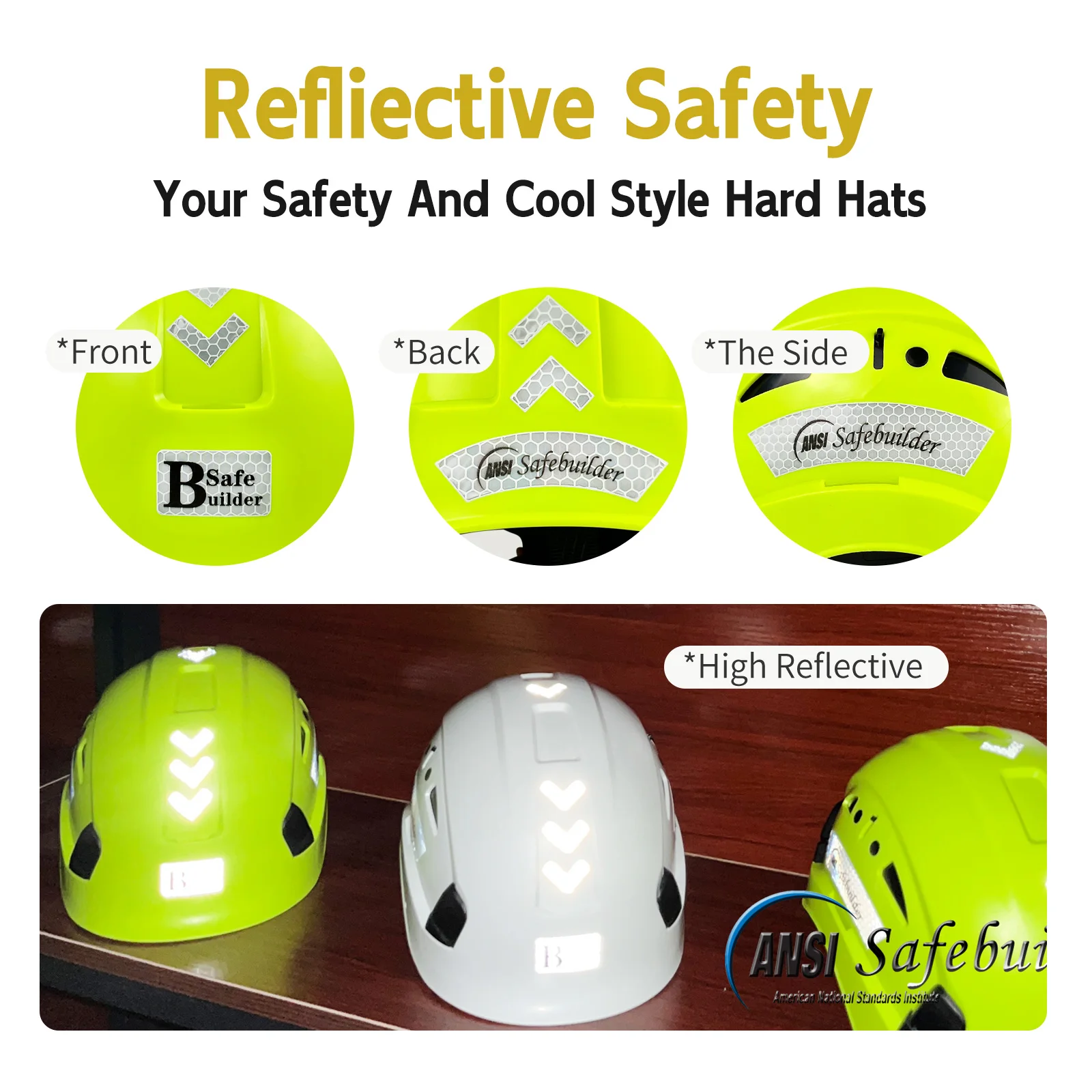 Construction Safety Helmet with Visor Built in Goggles, Engineering ABS Hard Hat, Industrial Work Cap, Men Head Protection