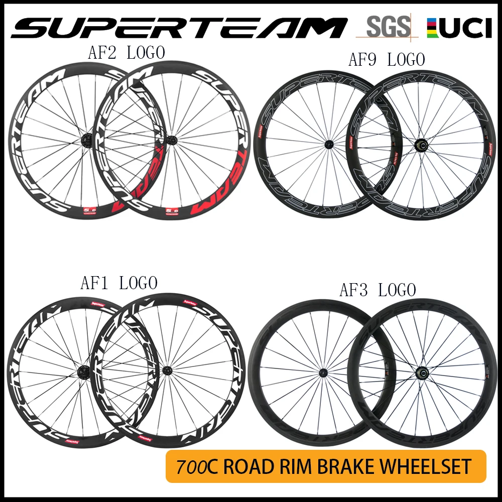 SUPERTEAM 700C Carbon Fiber Road Rim Brake Wheelset 50mm UCI Racing Wheels Lightweight AER Dynamic Cycling Bike Wheels