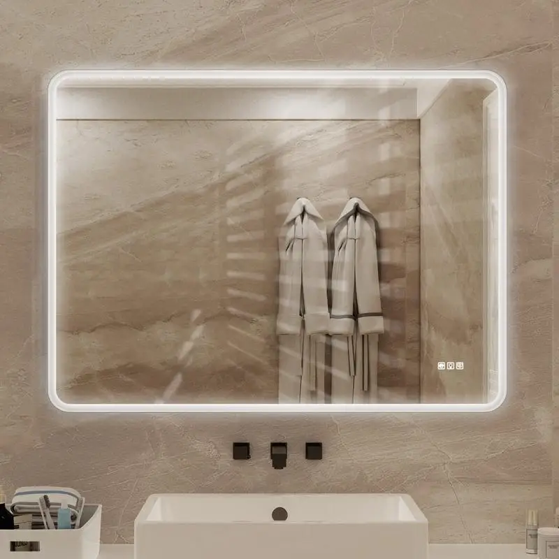 

48x36 Rectangular Framed Dimmable Anti-Fog LED Bathroom Vanity Mirror, Lighted Wall Mirror for Home Use