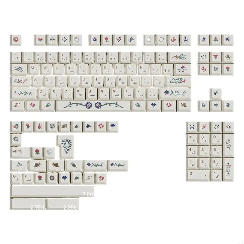 Ergonomic PBT Keycaps Voynich Manuscript Theme for Mechanical Keyboards 135PCS