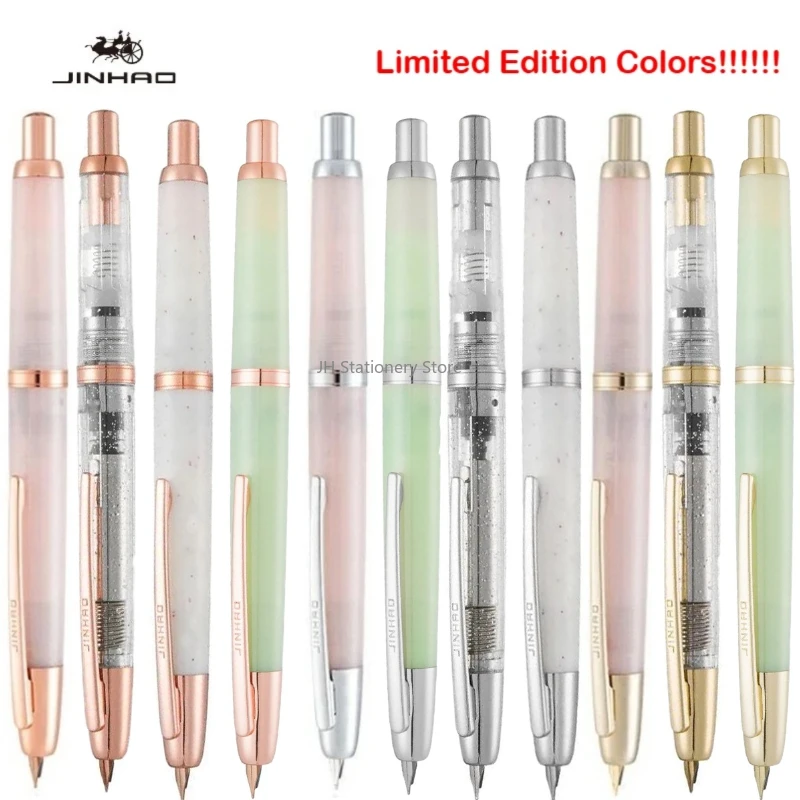 JINHAO 20 Press Fountain Pen Retractable EF/F Nib Plastic With Clip School Supplies PK 10 A1 Stationery Writing Ink Converter