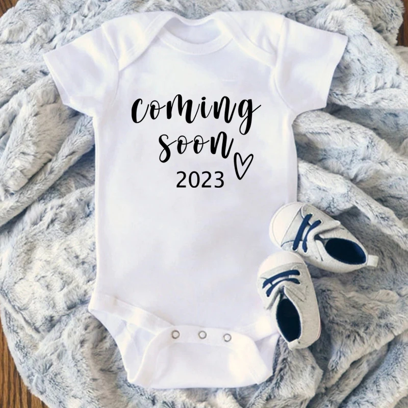 Cotton Pregnancy Announcement Baby Coming Soon 2023 Newborn Bodysuit Infant Boys Girls Romper Jumpsuit Toddler Girl Clothes