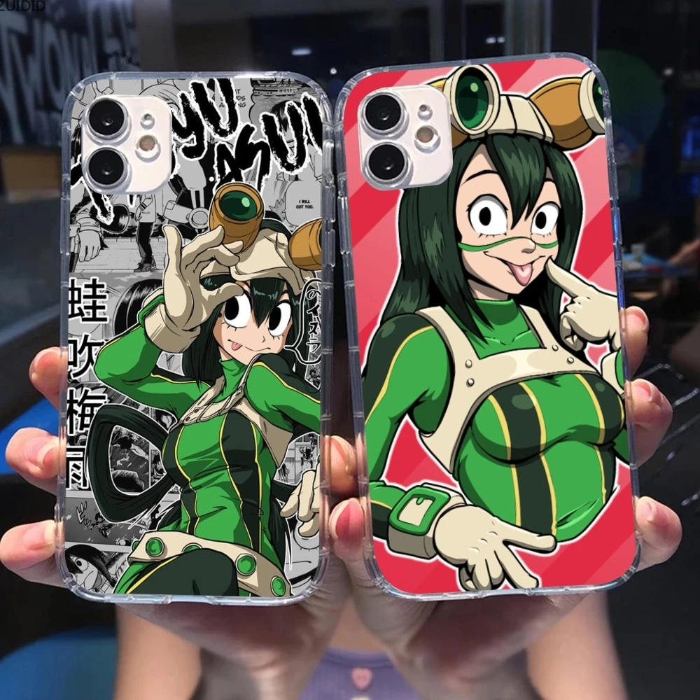 Hero Tsuyu Asui Froppy Cell Phone Case for iPhone 15 14 13 12 11 X XR XS 8 Pro Max Plus Mini Clear Transparent Phone Cover Shell