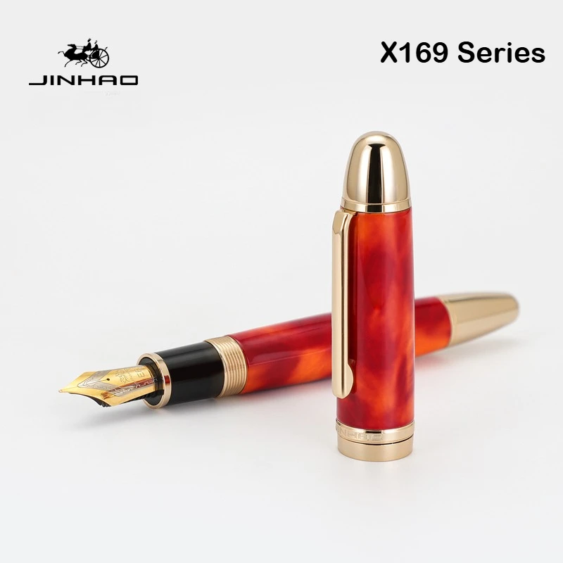 

JINHAO X169 Fountain Pen Elegant Black Silver Clip Pen M/F/EF Nib Writing ink Pen pk 9019 X159 P136 Stationery School Supplies