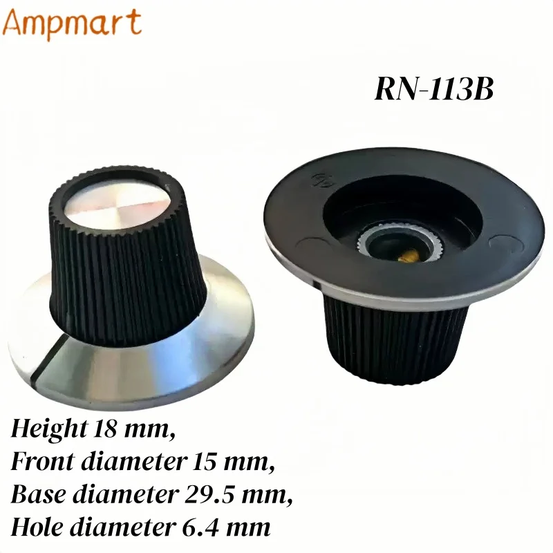 SCI RN-113B Bakelit-Knopf, 29,5 x 18 mm, für Audioverstärker, Potentiometer und Effektpedale; Knopfloch: 6,4 mm – Detail 2
