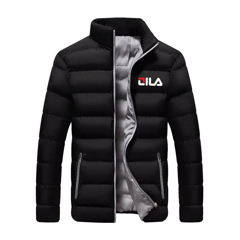 Winter 2024 new men's fashion stand-up collar down cotton padded jacket light and warm fit business office leisure coat sports