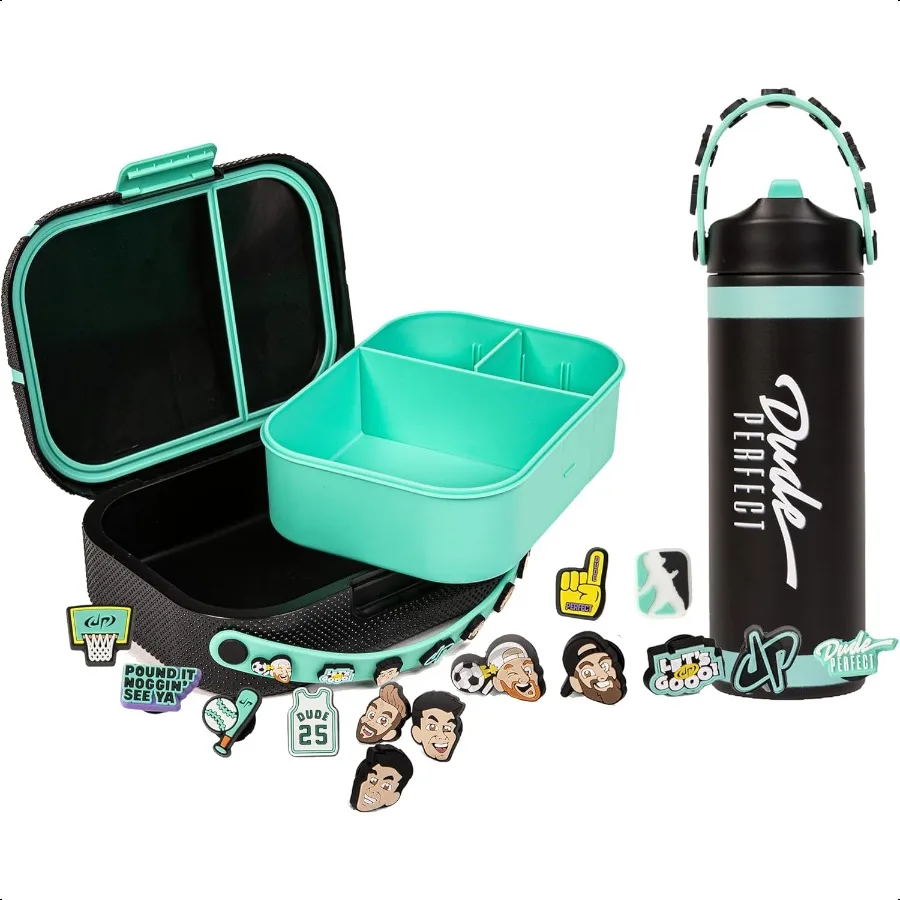 مجموعة زجاجة مياه وصندوق غداء مع صندوق بينتو ساحر نادر صينية داخلية قابلة للإزالة 24 أونصة من الفولاذ المقاوم للصدأ معزول NOGGZ لـ