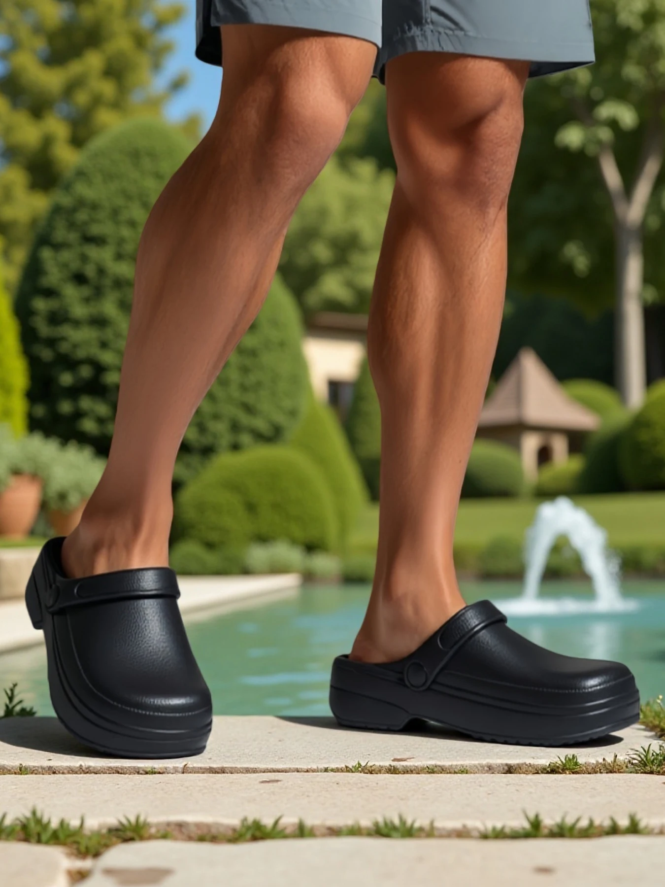 Herrensandalen mit eingebauten Einlegesohlen, bequeme, leichte, wasserdichte Kochschuhe, Damen-Krankenschwester-Schuhe, Gartenpantoffeln
