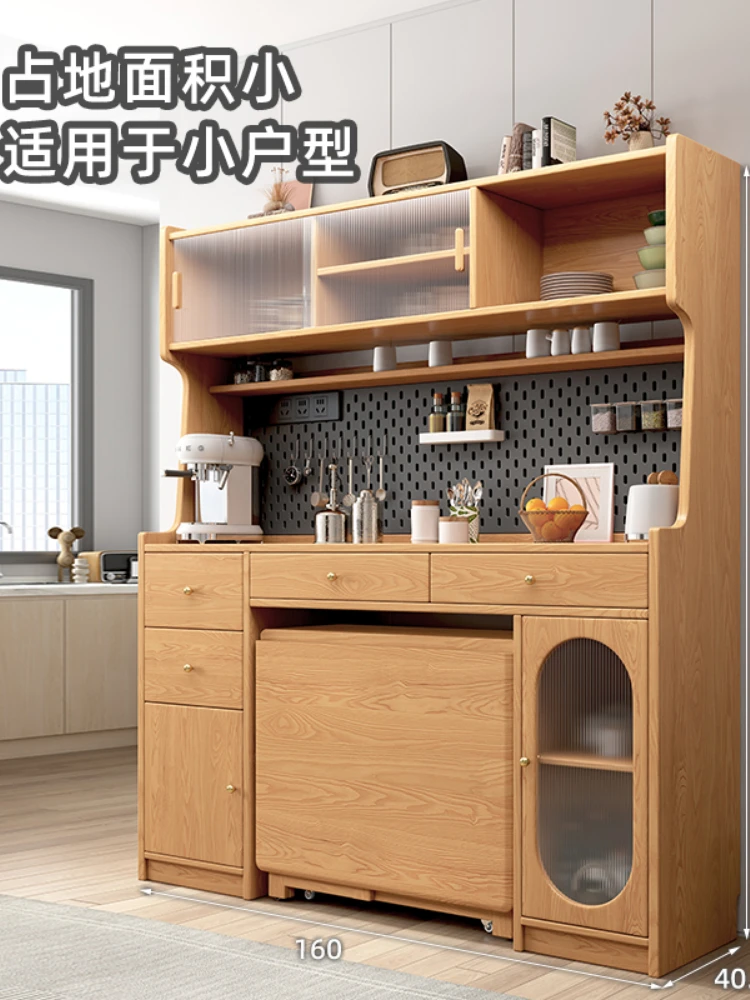 

Integrated solid wood dining edge cabinet and dining table