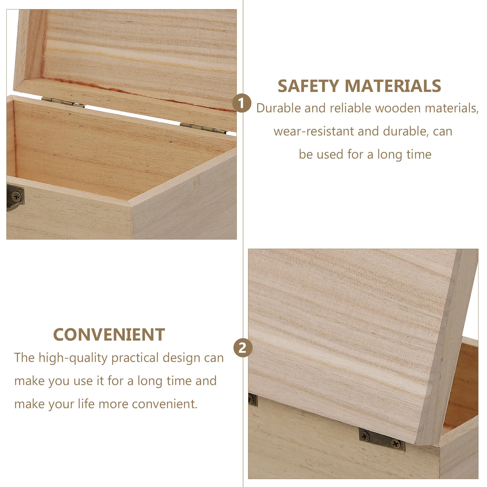 6Pcs Wooden Storage Boxes Unpainted Wood Craft Case Locking Clasp Desktop Organizer Jewelry Holder Wooden Storage Box