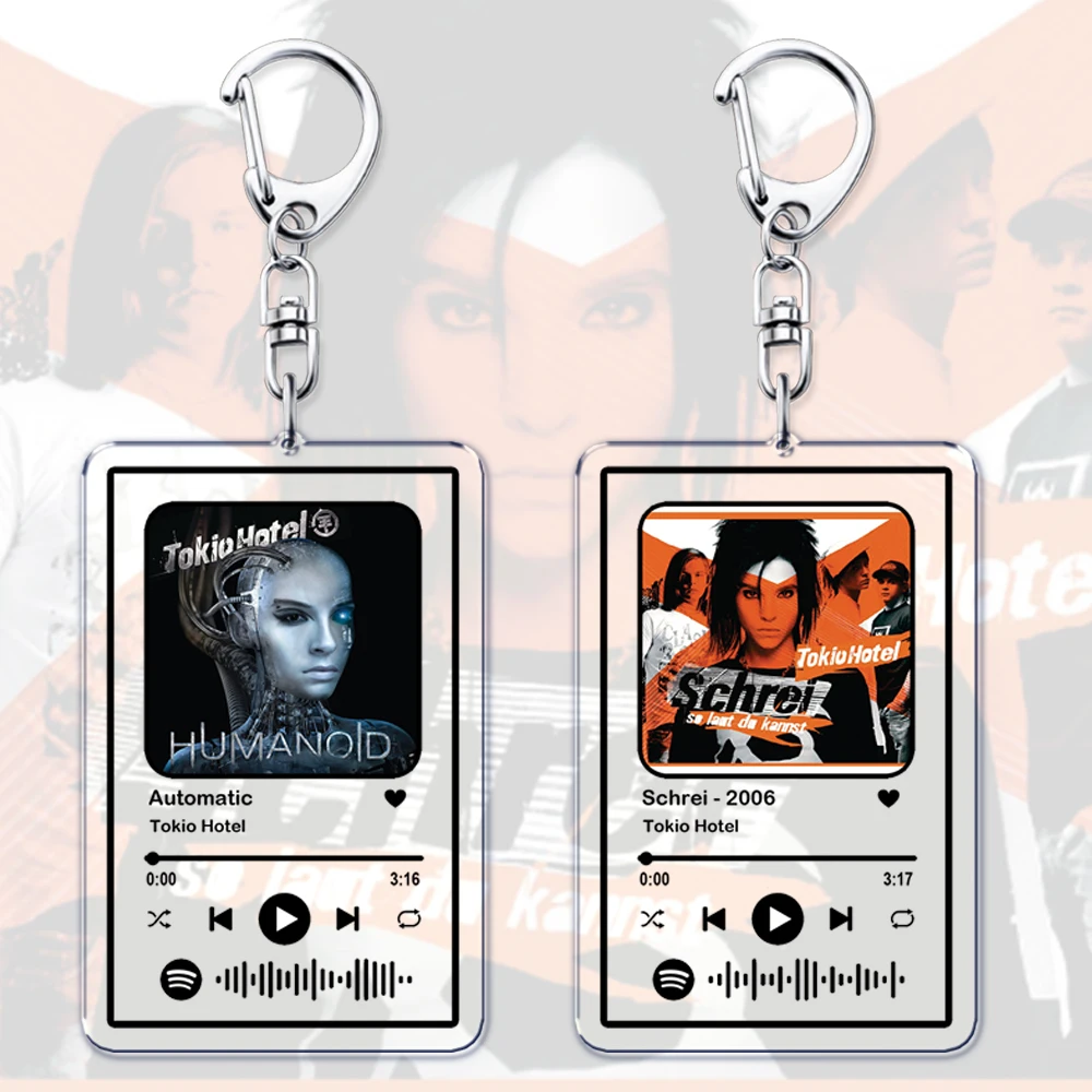 Popular Tokio Hotel Music Keychains for Women Man Accessories Bag Tom Bill Kaulitz Song Playlist Code Keying Jewelry Fans Gifts