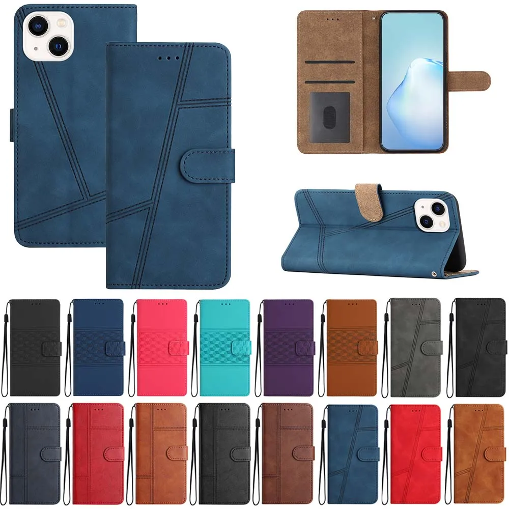 

Luxury Etui Card Holder Wallet Flip Case For iPhone 15 Pro Max 14Plus 13 12 Pro 11 10 X XR Solid Color Leather Phone Cover Coque