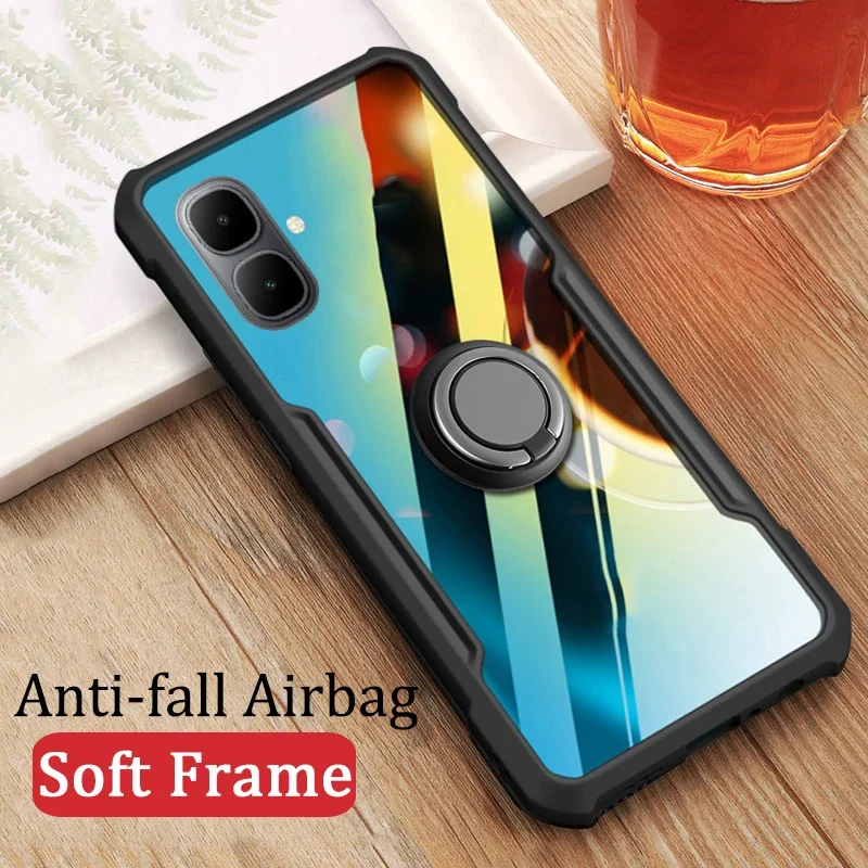 Transparent Acrylic Shockproof Phone Case For infinix Smart 10 plus + Magnet Holder Ring Fundas for infinix Smart 10 plus +