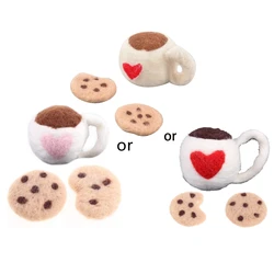 3 Pcs/Set DIY Baby Wool Felt Milk Tea Cup+Cookies Decorations Newborn Photography Props Infant Photo  Accessory Dropshipping