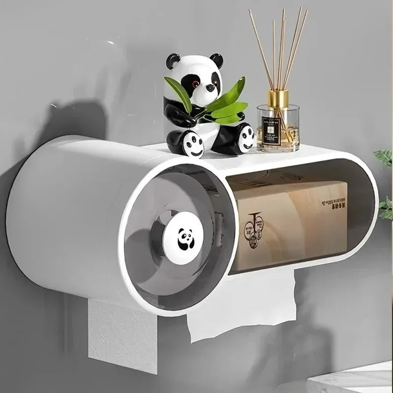 Wall Mounted Paper Roll Holder Toilet Tissue Box Toilet Waterproof Paper Storage Box Toilet Paper Punching Free Storage Rack