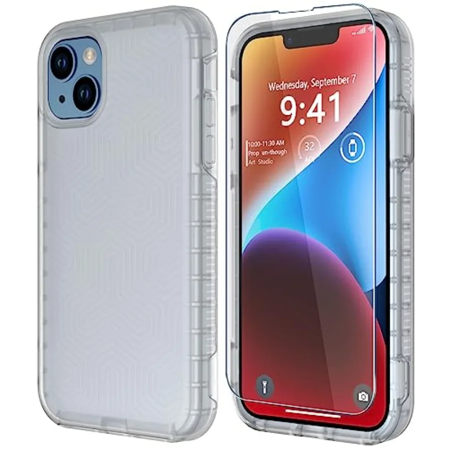 

for iPhone 14 case [Shockproof] [Dropproof] [Tempered Glass Screen Protector ], Heavy Duty Protection Phone Case Cover for Appl