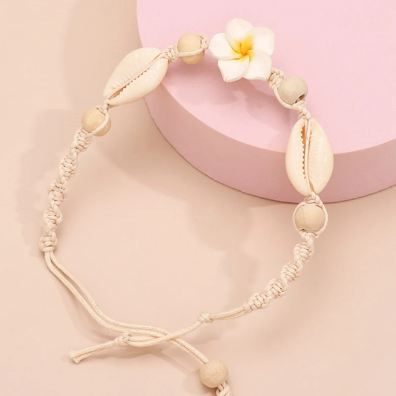 Boho Bohemian Sea Shell Flower Woven Anklet For Women Starfish Conch Bracelet On The Leg Beach Barefoot Sandal Leg Chain Jewelry