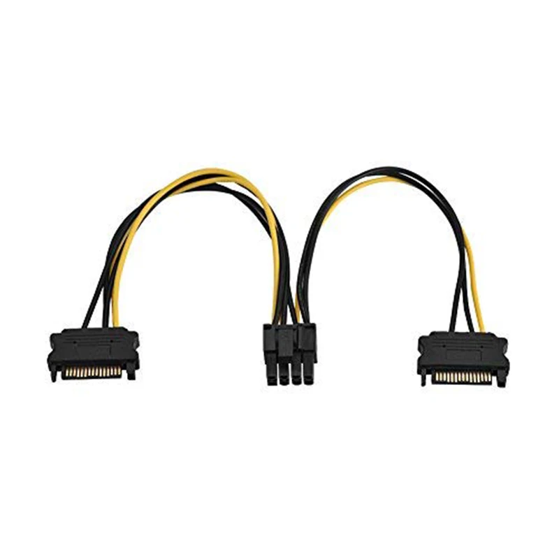 Dual SATA To PCI-E Power Cable 15Pin SATA To 8 Pin Video Card Power Wire