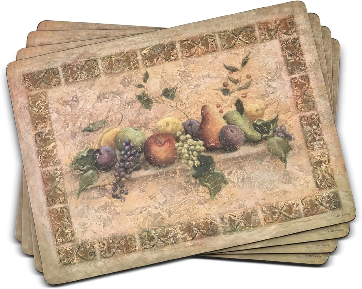 

Set of 4 Italian Design Placemats with Cork Backing, Heat and Stain Resistant, for Kitchen Table Protection (15.7" x 11.7")